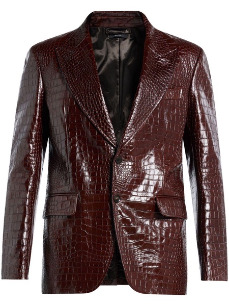 crocodile-embossed leather blazer