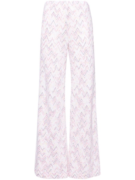 zigzag-woven wide-leg trousers