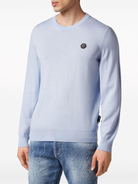 logo-patch merino wool jumper