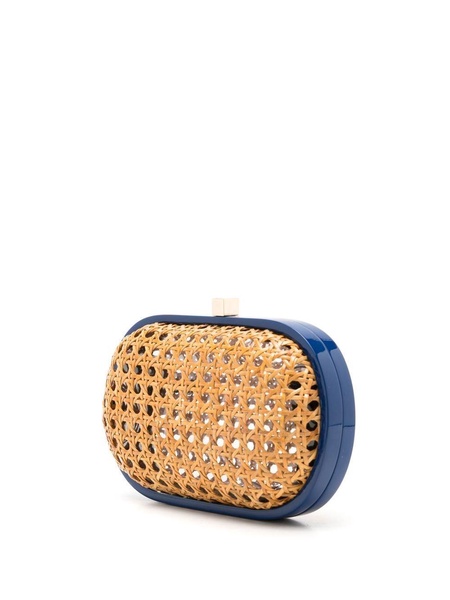 Mia flat-woven clutch bag