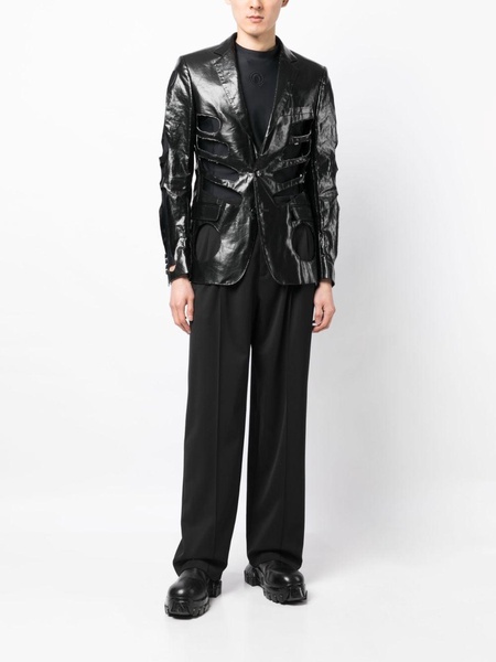 cut-out shine-finish jacket