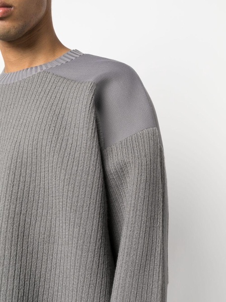 ribbed-panneling crew-neck jumper