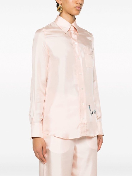 logo-print silk shirt