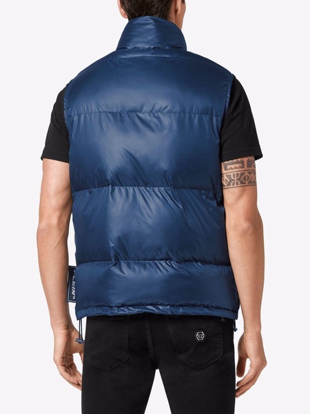 padded high-neck logo gilet