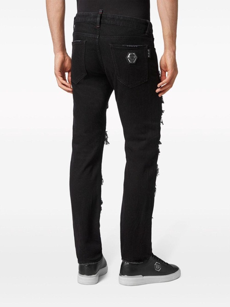 rip-detailed skinny-cut jeans