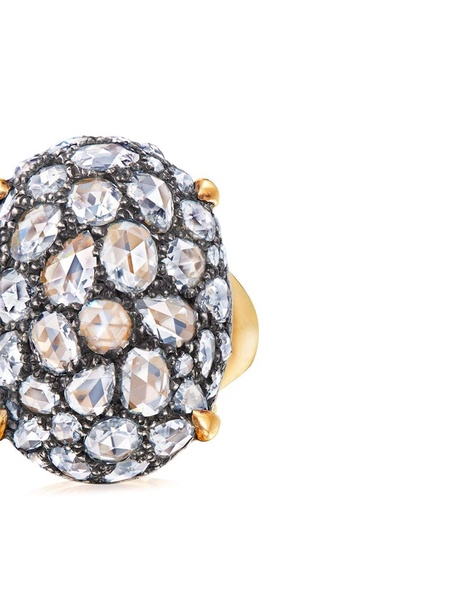 18kt yellow gold rose cut diamond oval bombe cocktail ring