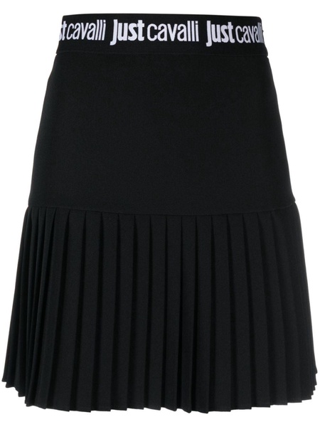 logo-waistband pleated miniskirt