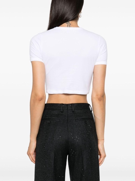 logo-embroidered cropped T-shirt