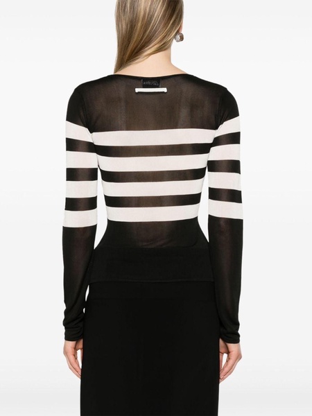 logo-embroidered striped jumper