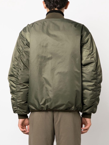 ruched-sleeve padded bomber jacket