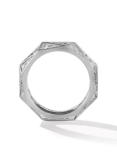 6mm sterling silver Torqued diamond ring