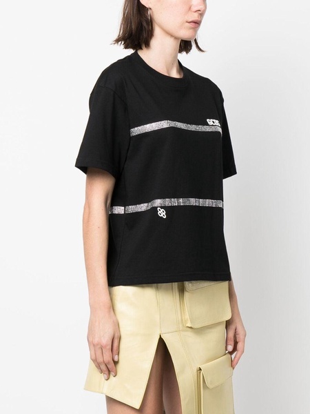 rhinestone-striped T-shirt