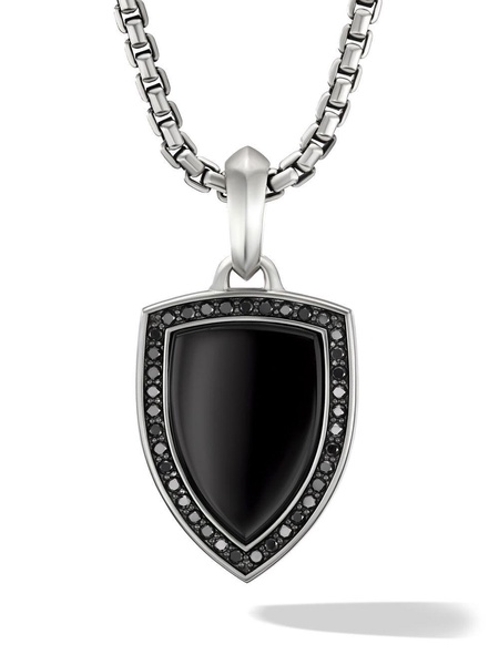 sterling silver Shield onyx and diamond amulet