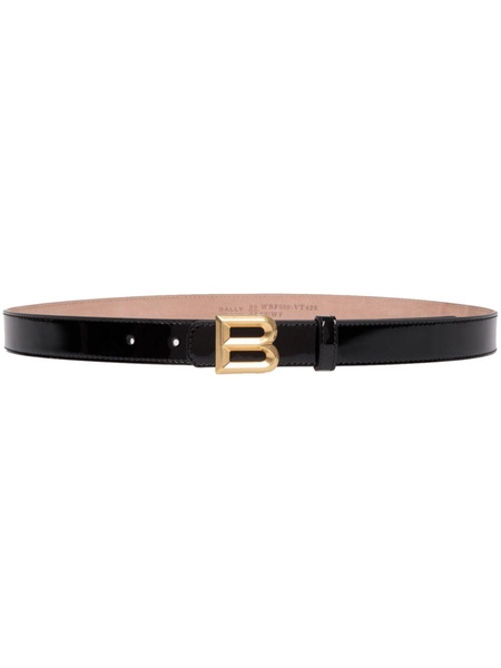 logo-buckle leather belt