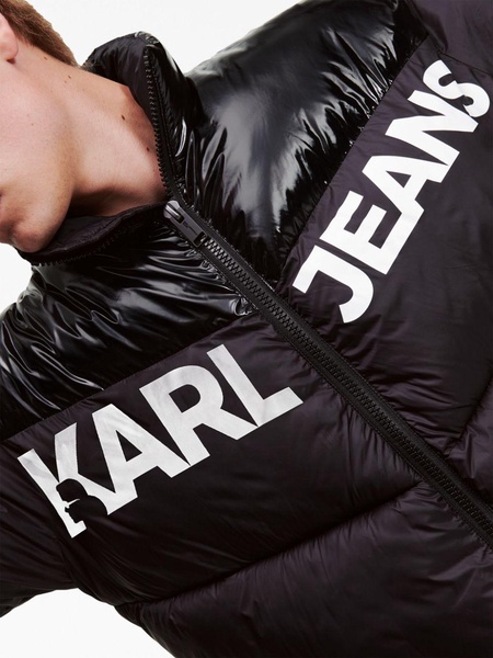 logo-print panelled padded jacket