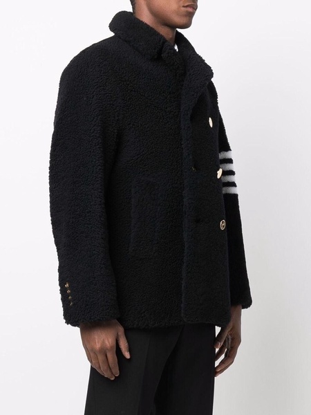 4-Bar stripe shearling peacoat 