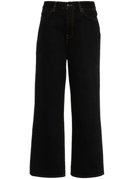 logo-patch cotton wide-leg jeans 