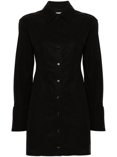 Black Mini Cotton Shirt Dress