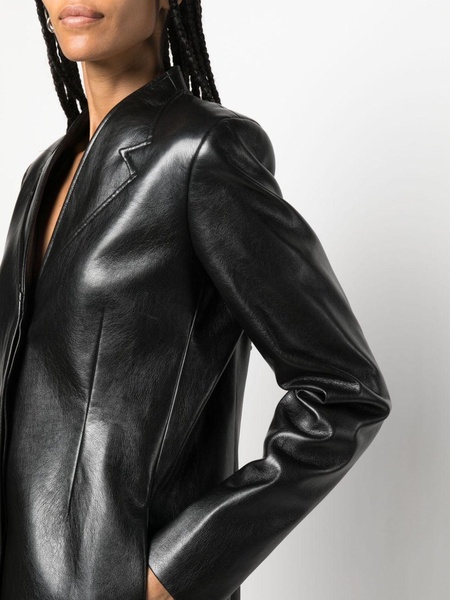 faux-leather midi coat