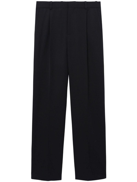 straight-leg wool trousers