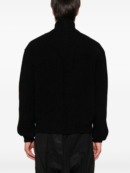 Black Fisherman's-Knit Wool Sweater