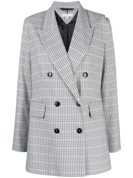 checked double-breasted blazer