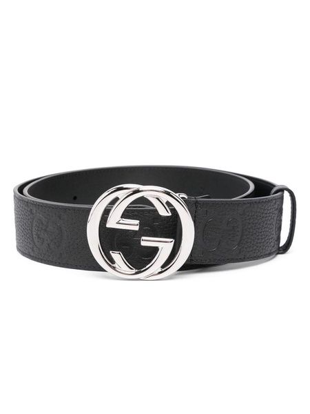 Black Interlocking G Leather Belt