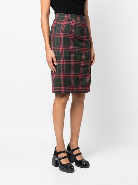 high-waisted check-skirt