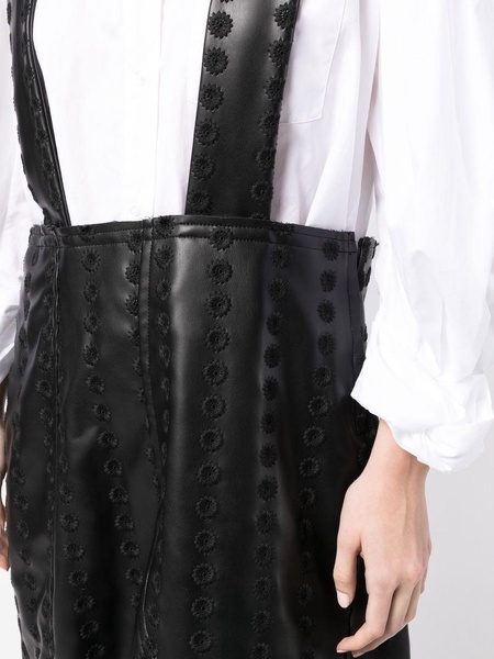 faux-leather pinafore skirt