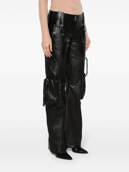 straight-leg leather cargo trousers