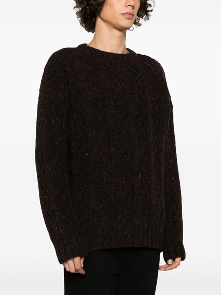 Aran-knit wool jumper