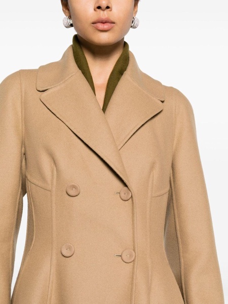 A-line double-breasted wool coat