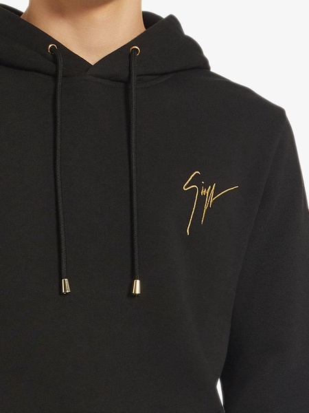 embroidered logo drawstring hoodie