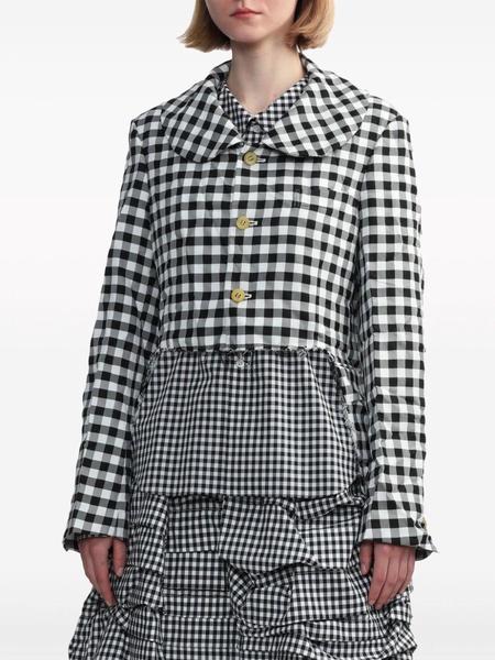 cut-out gingham check jacket