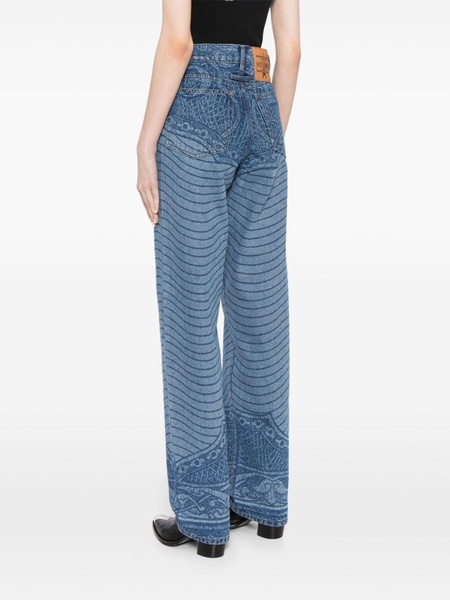 laser-print straight-leg jeans