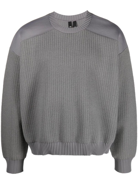 ribbed-panneling crew-neck jumper