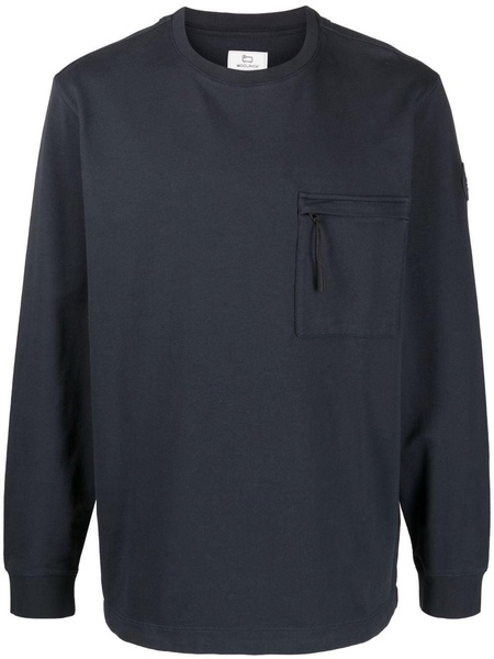 zip-pocket crew-neck sweatshirt