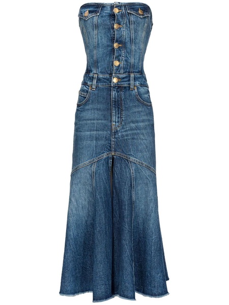 bandeau-style denim dress