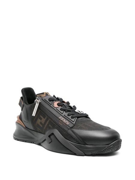 Black Flow FF-Jacquard Leather Sneakers