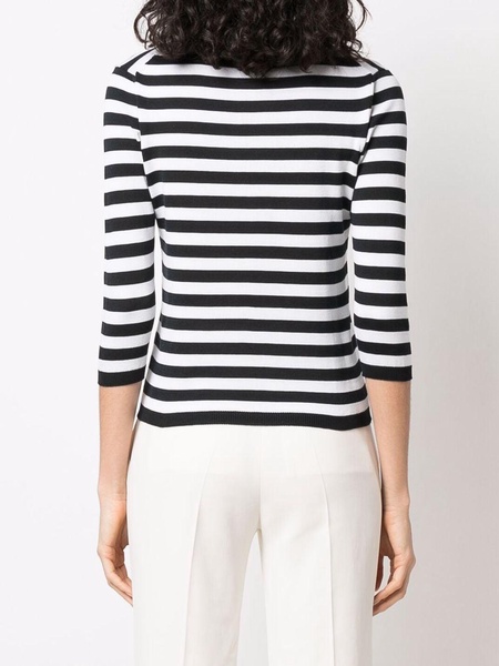 striped three-quarter sleeve jumper