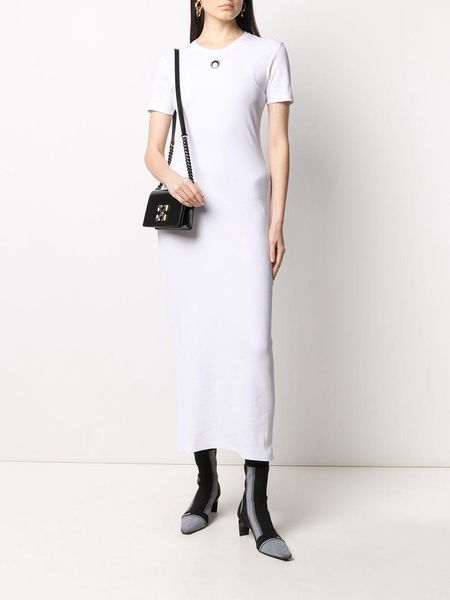 White Crescent Moon Ribbed Dress