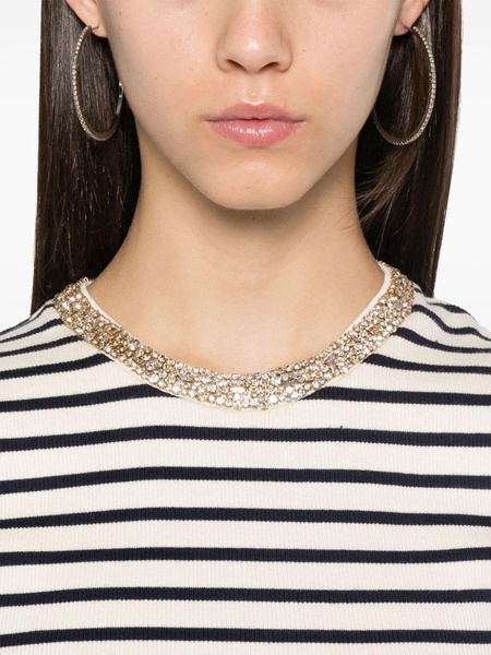 striped rhinestone-embellished T-shirt