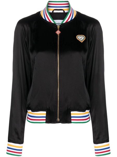 Rainbow Heart silk bomber jacket