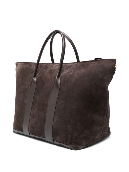 logo-print suede tote bag