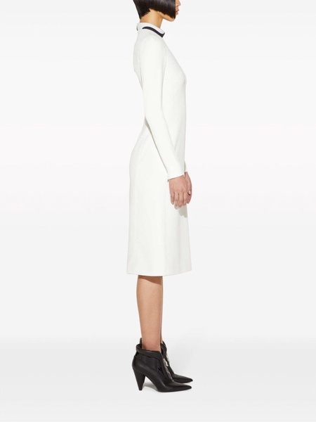 contrast-collar midi dress