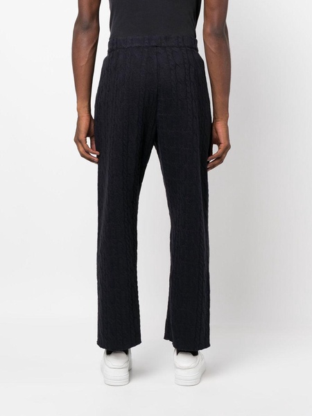 embroidered-logo cable knit trousers