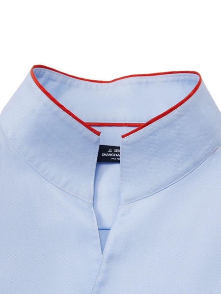 contrast-collar cotton shirt