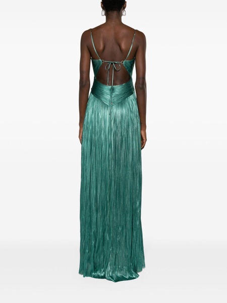 Green Rovena Pleated Maxi Dress