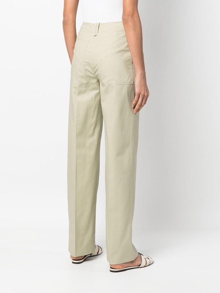 high-waisted straight cotton trousers