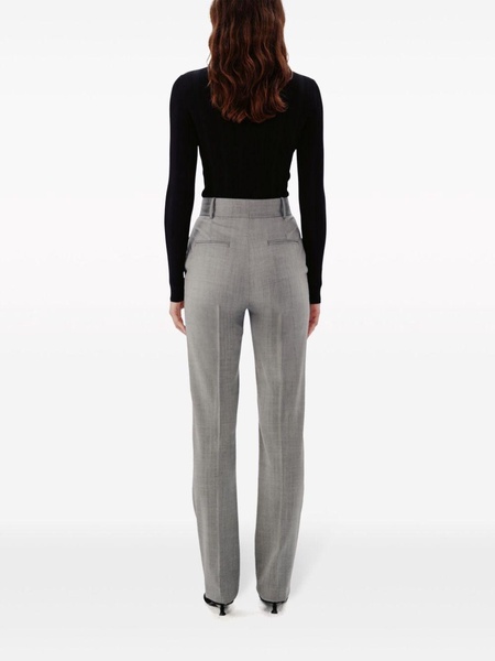 herringbone straight-leg trousers